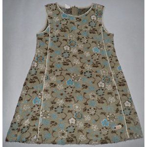 Cake Walk Jumper Dress Girls 6 Euro 116 Chenille Green Floral‎ Jumper Textured